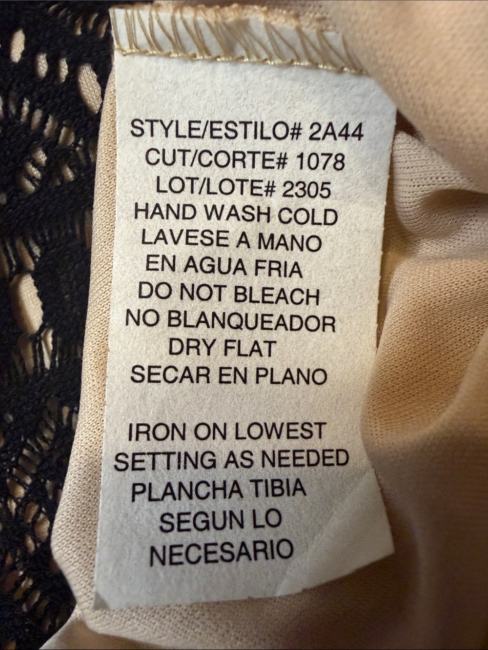 Mix It Black Lace Fringe Boho Blouse Long Sleeve Sheer Overlay Lined Top Size L - Picture 11 of 11